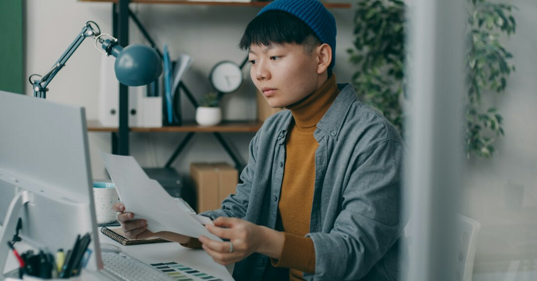 entrepreneur reviewing documents