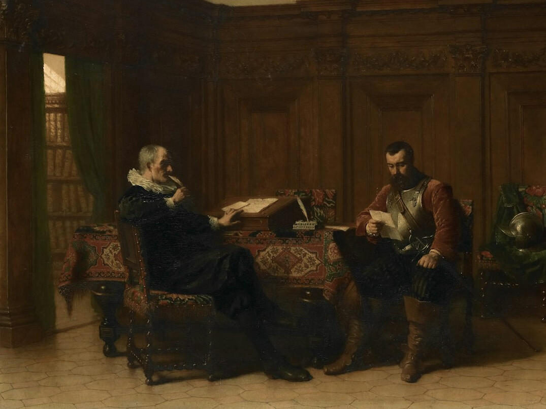 Lawyer and entrepreneur reviewing a contract at a desk