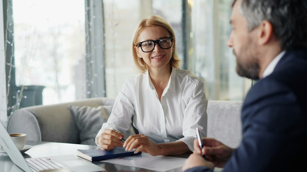 lawyer with client